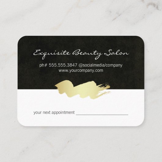 Minimale afspraak met Sleek Black/Gold Brush Afsprakenkaartje (Achterkant)
