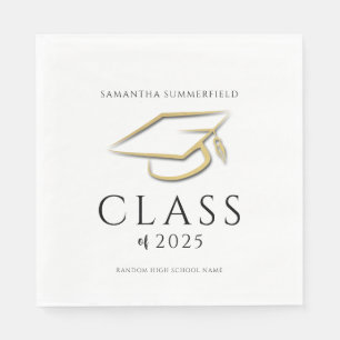 Minimale afstudeerfeest 2026 papieren decoratie servet