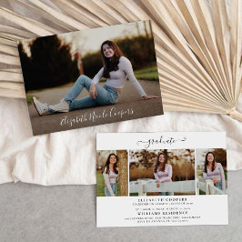 Minimale afstudeerfeest met fotouitnodiging kaart