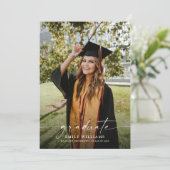 Minimale afstudeerfeest met fotouitnodiging kaart (Staand voorkant)