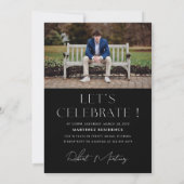 Minimale afstudeerfeest met fotouitnodiging kaart (Achterkant)