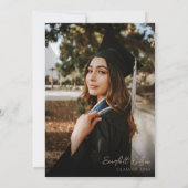 Minimale afstudeerfeest met fotouitnodiging kaart (Achterkant)