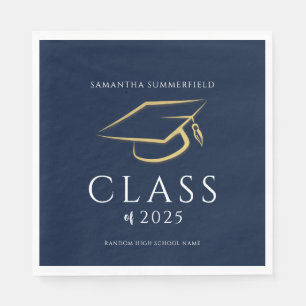 Minimale afstuderen 2026 marineblauwe feest papier servet