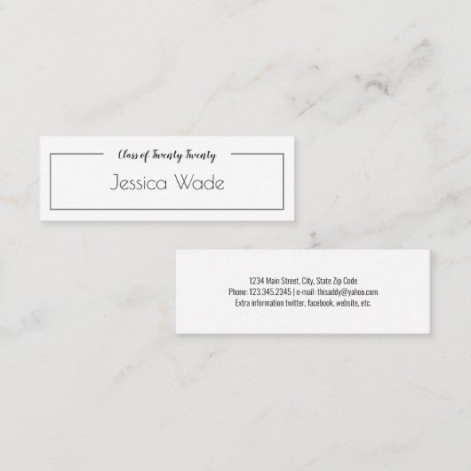 Minimale afstuderen Aankondiging naamkaart (Voorkant / Achterkant)