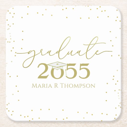 Minimale Afstuderen Gold Modern Calligrafie Kartonnen Onderzetters (Voorkant)