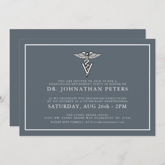 Minimale Afstuderen van de dierenarts|Uitnodiging  Kaart (Voorkant / Achterkant)