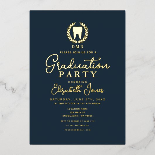 Minimale Afstuderen voor tandheelkunde Folie Uitnodiging (Voorkant)