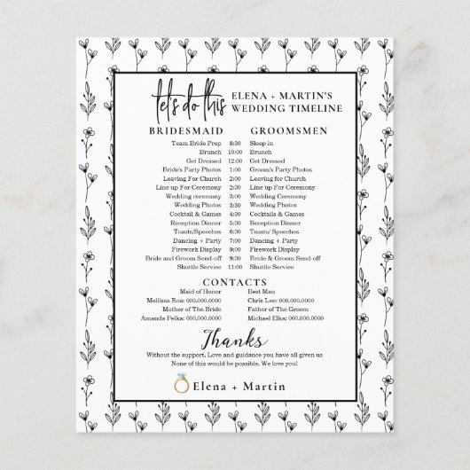 Minimale agenda voor de dag van de bruidsdag (Voorkant)