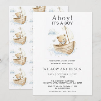 Minimale Ahoy Het Is Een Jongen Teddy Zeilboot Bab Kaart