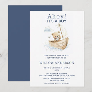 Minimale Ahoy Het Is Een Jongen Teddy Zeilboot Bab Kaart