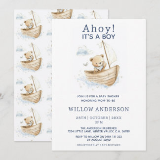 Minimale Ahoy Het Is Een Jongen Teddy Zeilboot Bab Kaart