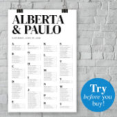 Minimale alfabetische zetgrafiek op maat poster