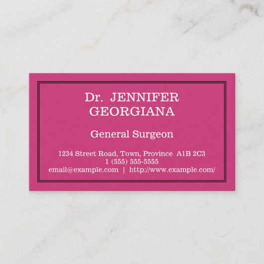 Minimale algemene chirurgische Visitekaartje (Voorkant)