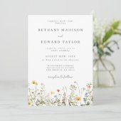 Minimale All-in-One Wildbloemen Bruiloft Kaart (Staand voorkant)