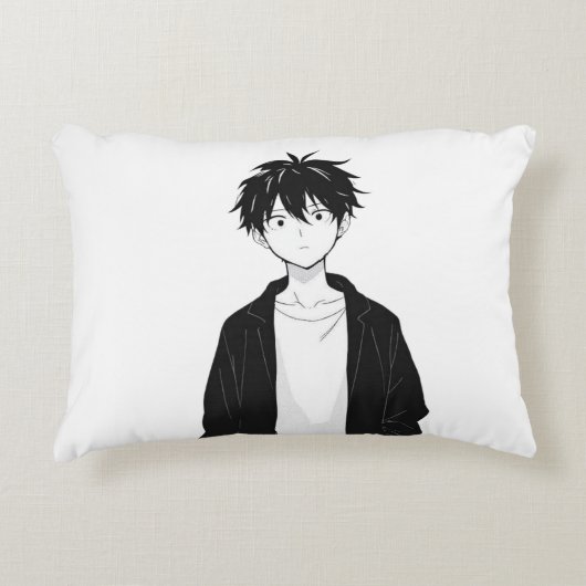 Minimale Anime Jongen Accent Kussen (Voorkant)