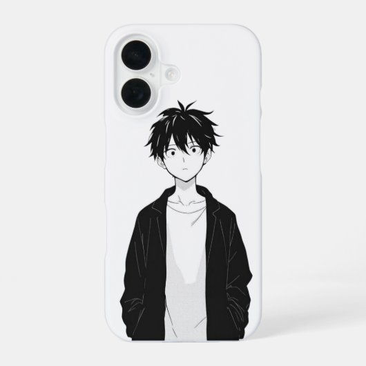 Minimale Anime Jongen Hoesje voor Telefoon iPhone 16 Hoesje (Achterkant)