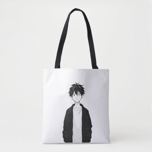 Minimale Anime Jongen Tote Bag (Voorkant)