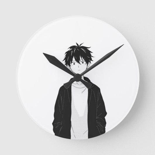 Minimale Anime Jongen Wandklok (Voorkant)
