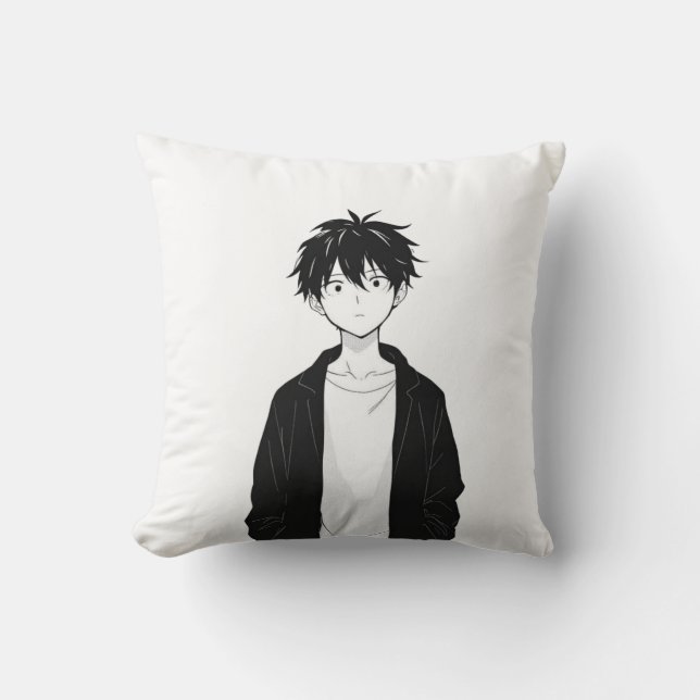 Minimale Anime Jongen Worpkussen Kussen (Voorkant)