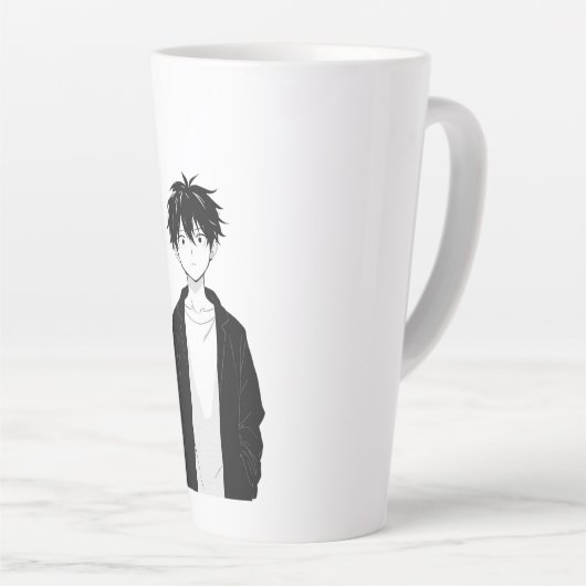 Minimale Anime Jongens Latte Mok (Rechterhoek)