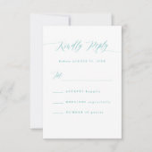 Minimale Aqua Blauwe RSVP Calligrafie Antwoordkaar Kaartje (Voorkant)