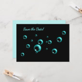 Minimale Aqua Blue Bubbles opslaan Kaart (Voorkant / Achterkant in situ)