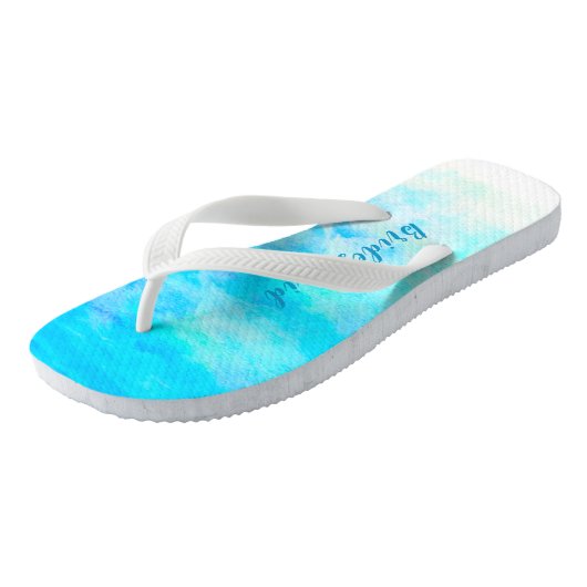 Minimale Aqua Blue Gradient Bridesmaid Gift Teenslippers (Schuin)