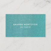 Minimale Aqua Linen Texture Modern Professional Visitekaartje (Voorkant)