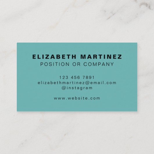 Minimale Aqua Modern Professional Gepersonaliseerd Visitekaartje (Achterkant)