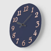 Minimale Arabische cijfers Blauwe marine Goud Blus Grote Klok (Hoek)