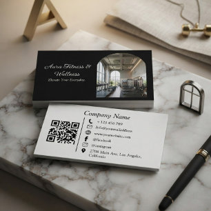 Minimale Arch Fitness Gym QR-code Zwart Wit Visitekaartje