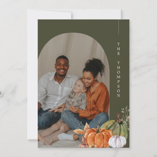 Minimale Arch Foto Groene Bedankt met diner Kaart (Achterkant)