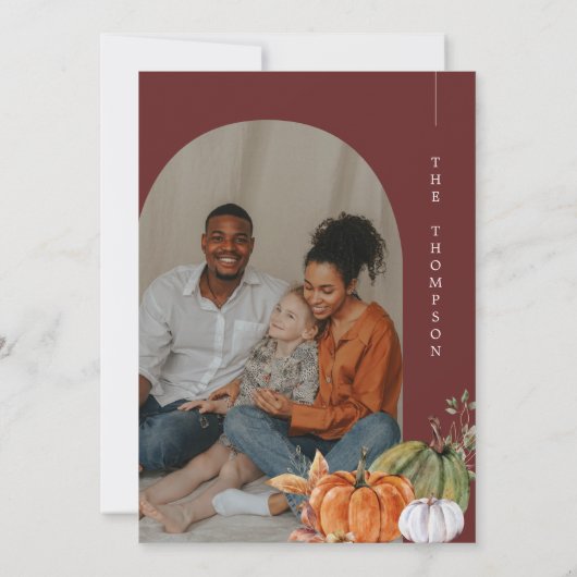 Minimale Arch Photo Burgundy Bedankt geven inwendi Kaart (Achterkant)