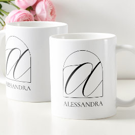 Minimale Arch Zwarte Script Initiële A Naam Monogr Koffiemok