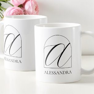 Minimale Arch Zwarte Script Initiële A Naam Monogr Koffiemok