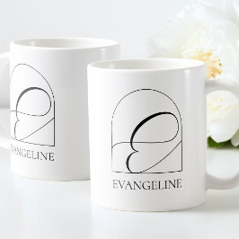 Minimale Arch Zwarte Script Initiële E Naam Monogr Koffiemok