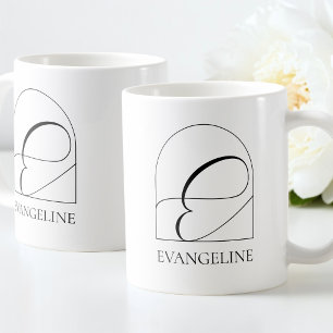 Minimale Arch Zwarte Script Initiële E Naam Monogr Koffiemok