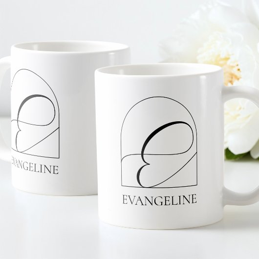 Minimale Arch Zwarte Script Initiële E Naam Monogr Koffiemok