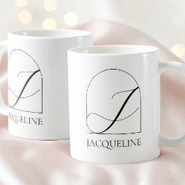 Minimale Arch Zwarte Script Initiële J Naam Monogr Koffiemok