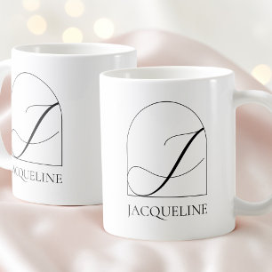 Minimale Arch Zwarte Script Initiële J Naam Monogr Koffiemok