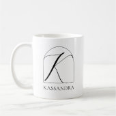 Minimale Arch Zwarte Script Initiële K Naam Monogr Koffiemok (Links)