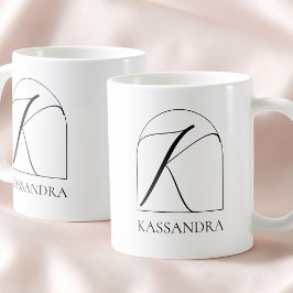 Minimale Arch Zwarte Script Initiële K Naam Monogr Koffiemok