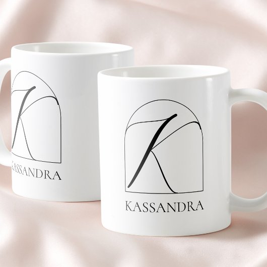 Minimale Arch Zwarte Script Initiële K Naam Monogr Koffiemok