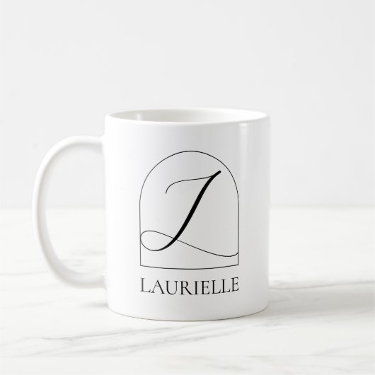 Minimale Arch Zwarte Script Initiële L Naam Monogr Koffiemok (Links)