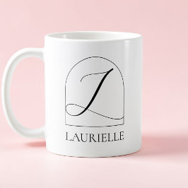 Minimale Arch Zwarte Script Initiële L Naam Monogr Koffiemok