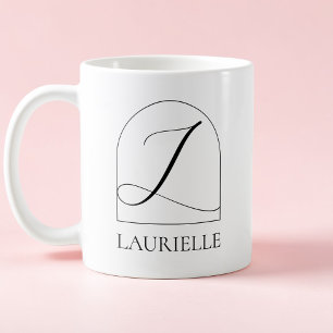 Minimale Arch Zwarte Script Initiële L Naam Monogr Koffiemok