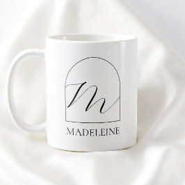 Minimale Arch Zwarte Script Initiële M Naam Monogr Koffiemok