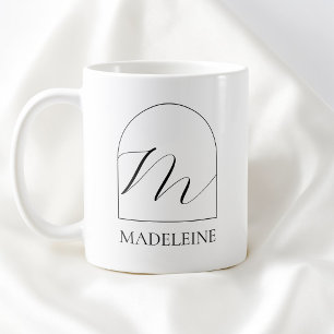 Minimale Arch Zwarte Script Initiële M Naam Monogr Koffiemok
