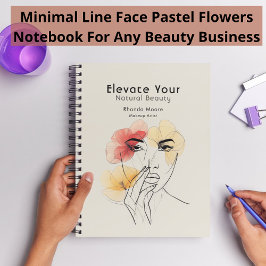 Minimale Art Lijn Gezicht Bloemen Schoonheid Logo Notitieboek