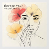 Minimale Art Lijn Gezicht Bloemen Schoonheid Logo Raamsticker (Vel)